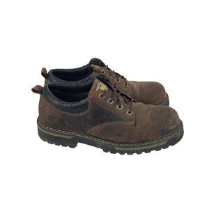 Skechers Oxford Work Shoe Brown Leather Lug Sole 60997 Mens Size 10.5 Chunky
